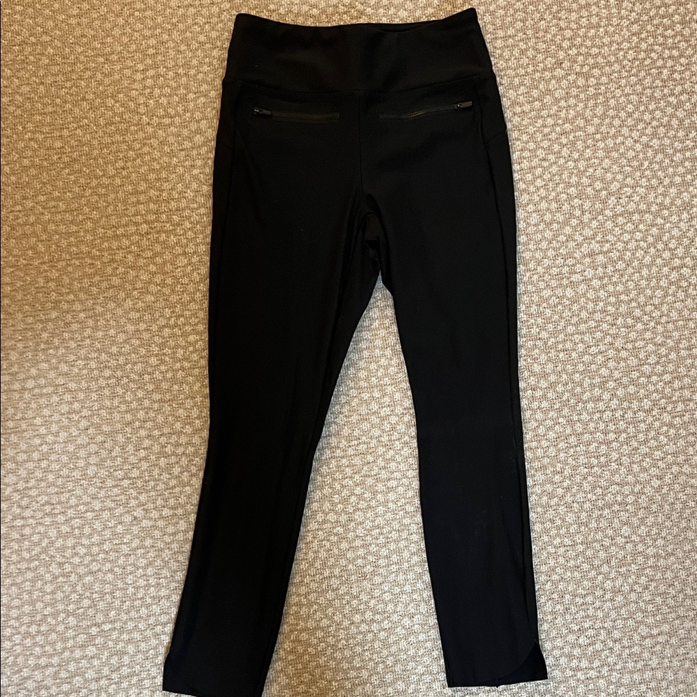 Athleta Black High-Waisted Leggings with front zipper pockets